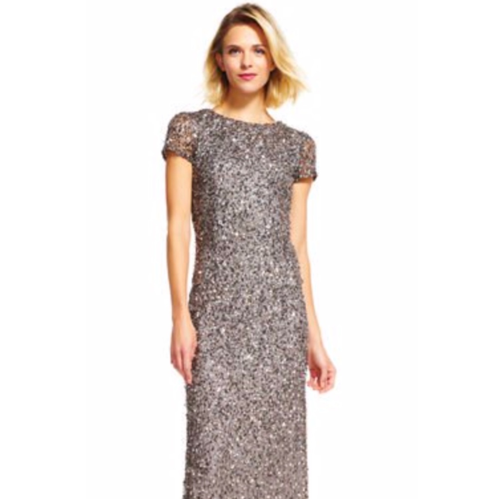 Adrianna Papell Scoop Back Sequin Gown